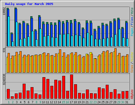 Daily usage for March 2025
